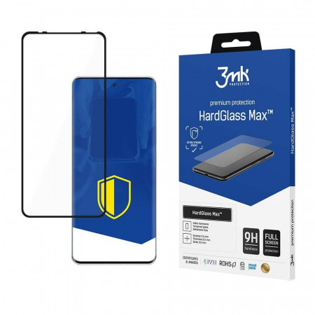 Стъклен протектор с пълно покритие 3mk Hard Glass Max - Xiaomi 12 Lite с черна рамка