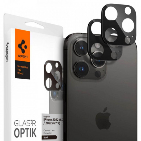 2 бр. протектор за камера SPIGEN Optik TR - iPhone 14 Pro / 14 Pro Max с черна рамка