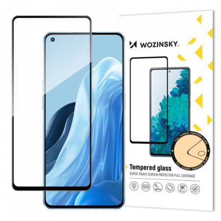 5D Full Glue закален стъклен протектор с пълно покритие WOZINSKY съвместим с гръб - OPPO Reno7 Pro 5G с черна рамка