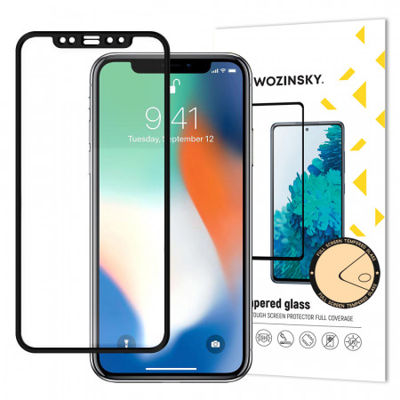 5D Full Glue закален стъклен протектор с пълно покритие WOZINSKY съвместим с гръб - iPhone XR / 11 с черна рамка