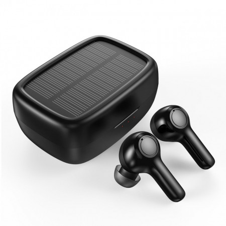Безжични bluetooth слушалки CHOETECH TWS със слънчев панел черен (BH-T09)