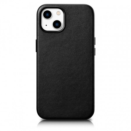 Гръб от естествена кожа iCARER Leather MagSafe - iPhone 14 черен - Img 1