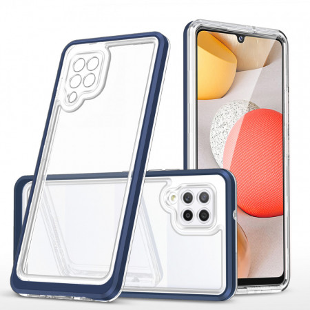 Гръб Clear 3в1 с гел рамка - Samsung Galaxy A42 5G син
