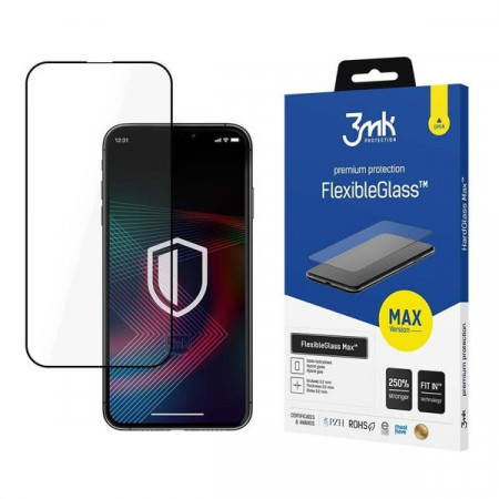 Гъвкав протектор с пълно покритие 3mk Flexible Glass Max - Samsung Galaxy S23 FE с черна рамка - Img 1