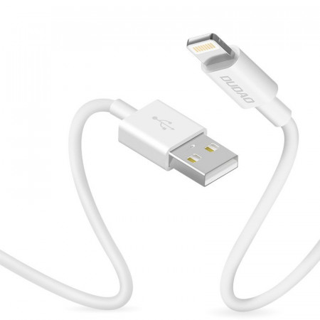 Кабел за зареждане и данни с оплетка DUDAO USB Type A към Lightning 3A 1m (L1L) бял - Img 1