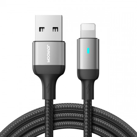 Кабел за зареждане и данни с оплетка JOYROOM A10 USB Type A към Lightning 2.4A 1.2m черен (S-UL012A10)