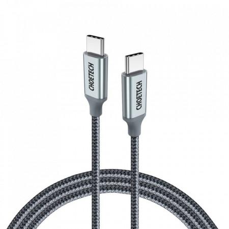 Кабел за зареждане и данни CHOETECH USB Type C към USB Type C Power Delivery 100W 1.8m сив