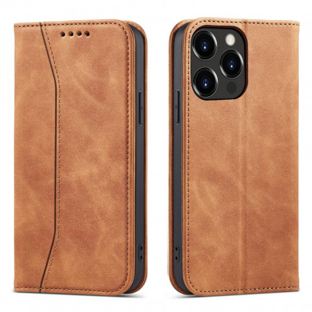 Калъф тип книга Magnet Fancy - iPhone 13 Pro кафяв