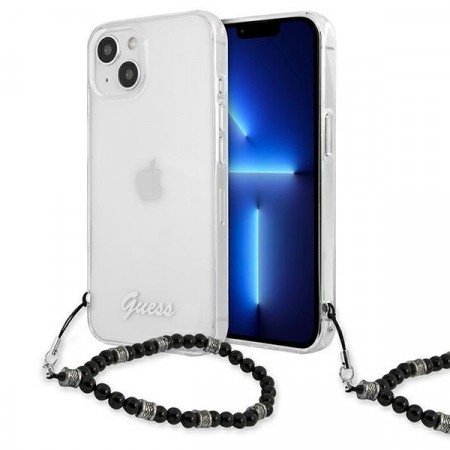 Оригинален гръб с гривна GUESS черен Pearl GUHCP13mkPSBK - iPhone 13 прозрачен