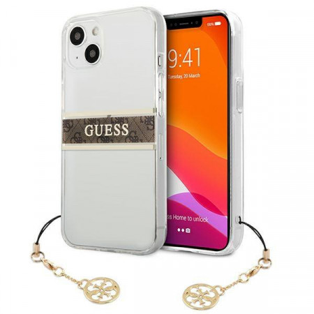 Оригинален гръб GUESS 4G Charms GUHCP13SKB4GBR - iPhone 13 mini прозрачен / кафяв