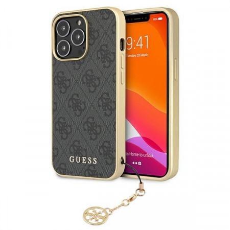 Оригинален гръб GUESS 4G Charms GUHCP13XGF4GGR - iPhone 13 Pro Max сив