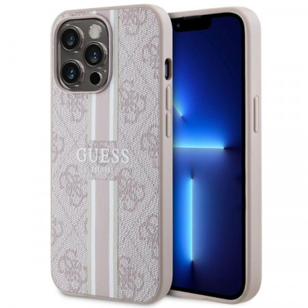 Оригинален гръб GUESS 4G Printed Stripe MagSafe GUHMP13LP4RPSP - iPhone 13 Pro розов