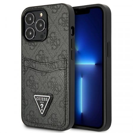 Оригинален гръб GUESS 4G Triangle Logo Cardslot GUHCP13LP4TPK - iPhone 13 Pro черен