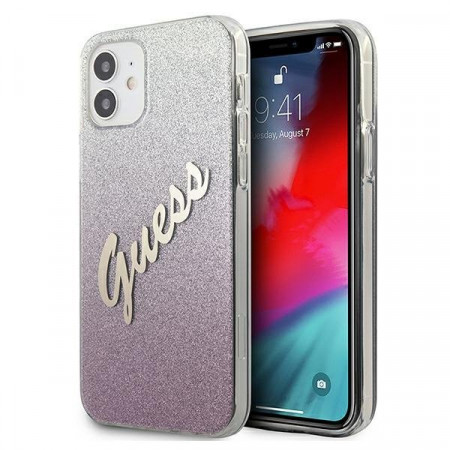 Оригинален гръб GUESS Glitter Gradient GUHCP12SPCUGLSPI - iPhone 12 mini розов