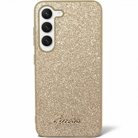 Оригинален гръб GUESS Glitter Script - Samsung Galaxy S24+ златист