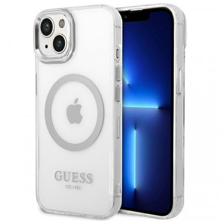 Оригинален гръб GUESS Metal Outline GUHMP14MHTRMS MagSafe - iPhone 14 Plus сребрист