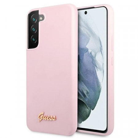 Оригинален гръб GUESS Silicone Script Metal Logo GUHCS22MLSLMGLA - Samsung Galaxy S22+ лавандула
