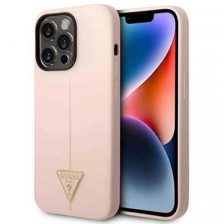Оригинален гръб GUESS Silicone Triangle GUHCP14LSLTGP - iPhone 14 Pro розов