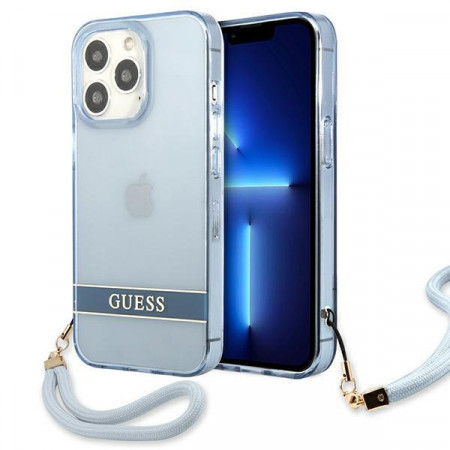 Оригинален гръб GUESS Translucent Strap GUHCP13LHTSGSB - iPhone 13 Pro син