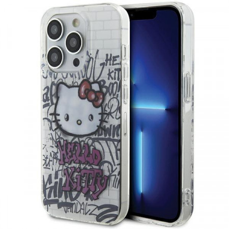 Оригинален гръб Hello Kitty IML Kitty On Bricks Graffiti - iPhone 13 Pro бял