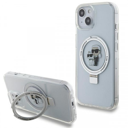 Оригинален гръб KARL LAGERFELD Ring Stand Karl & Choupette MagSafe - iPhone 13 / 14 / 15 бял