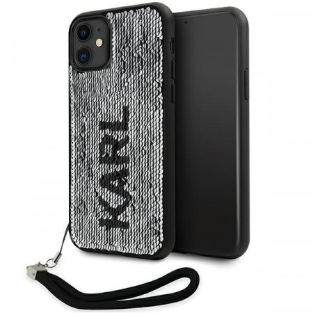 Оригинален гръб KARL LAGERFELD Sequins Cord KLHCN61PSQRKS - iPhone 11 сребрист