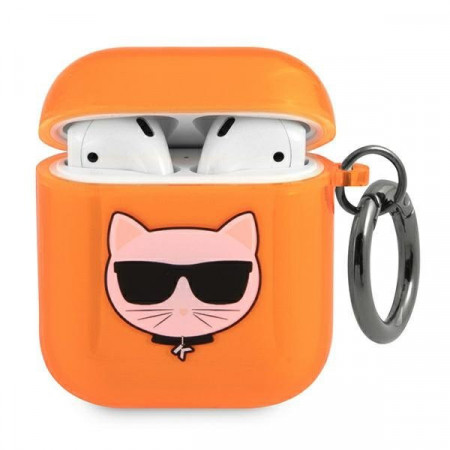 Оригинален калъф за слушалки Karl LAGERFELD Choupette KLA2UCHFO - AirPods Choupette оранжев - Img 1