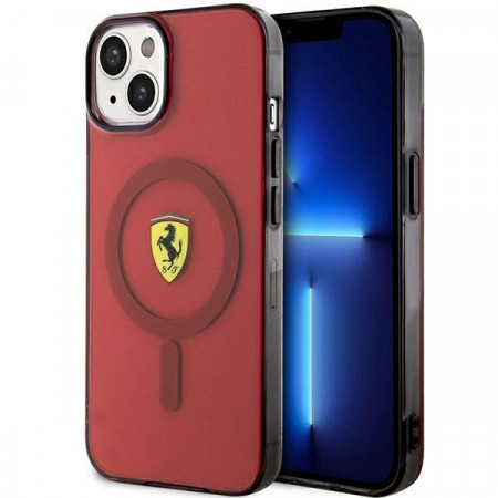 Оригинален твърд гръб FERRARI Translucent MagSafe FEHMP14SURKR - iPhone 14 червен полупрозрачен
