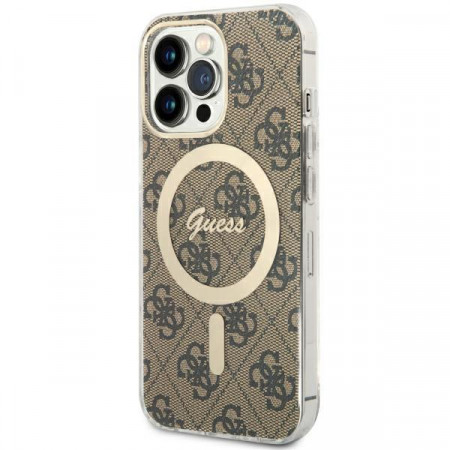 Оригинален твърд гръб GUESS 4G GUHMP13LH4STW - iPhone 13 Pro кафяв