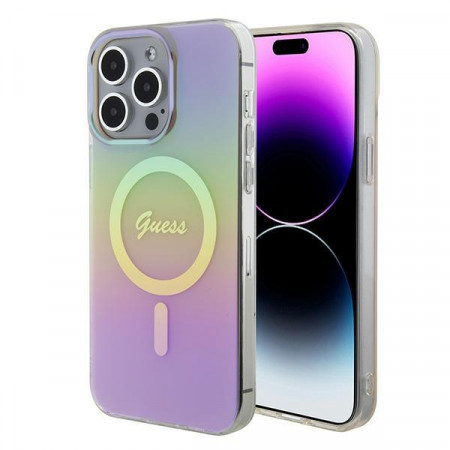 Оригинален твърд гръб GUESS IML Iridescent MagSafe GUHMP15XHITSP - iPhone 15 Pro Max розов