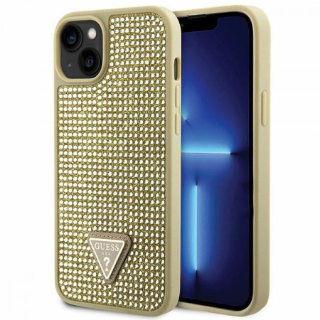 Оригинален твърд гръб GUESS Rhinestone Triangle GUHCP14SHDGTPD - iPhone 14 златист