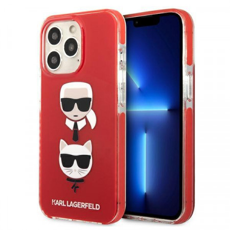 Оригинален твърд гръб KARL LAGERFELD Karl &amp; Choupette Head KLHCP13LTPE2TR - iPhone 13 Pro червен - Img 1