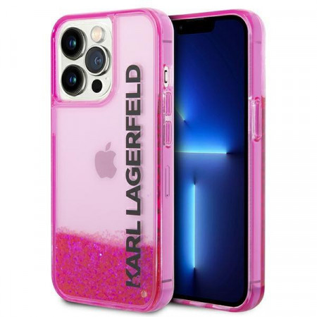 Оригинален твърд гръб KARL LAGERFELD Liquid Glitter Elong KLHCP14XLCKVF - iPhone 14 Pro Max розов