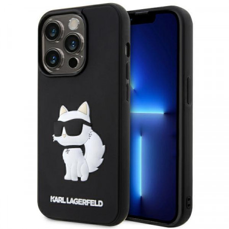 Оригинален твърд гръб KARL LAGERFELD Rubber Choupette 3D KLHCP14X3DRKHNK - iPhone 14 Pro Max черен