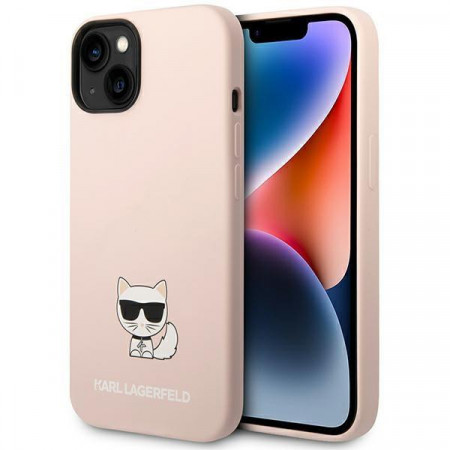 Оригинален твърд гръб KARL LAGERFELD Silicone Choupette Body KLHCP14MSLCTPI - iPhone 14 Plus светлорозов