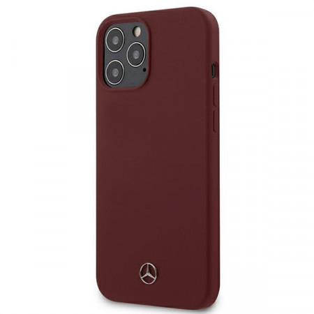 Оригинален твърд гръб MERCEDES Silicone MEHCP12LSILRE - iPhone 12 Pro Max червен
