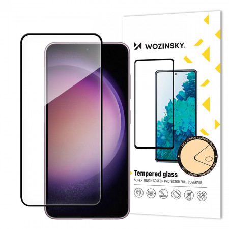 Плосък закален стъклен протектор 9H WOZINSKY - Samsung Galaxy S24 с черна рамка
