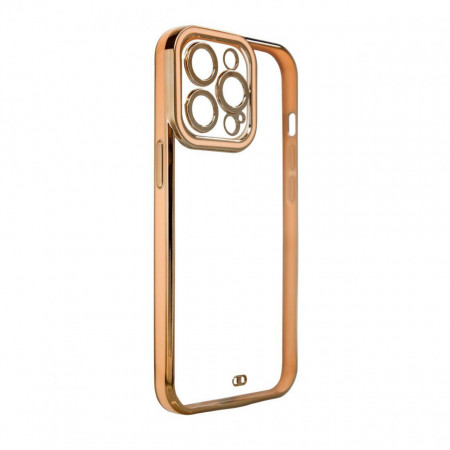 Прозрачен гръб с гел рамка Fashion - Samsung Galaxy A12 златист