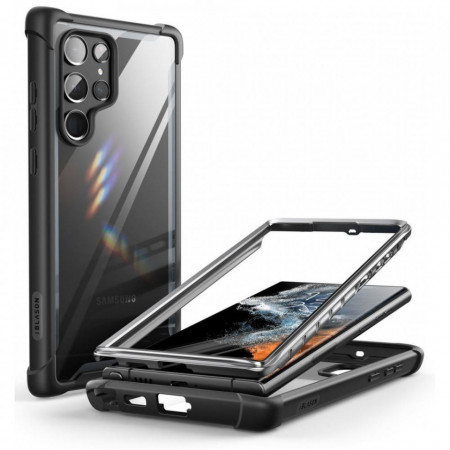 Прозрачен калъф 360° с черна рамка SUPCASE Iblsn Ares - Samsung Galaxy S22 Ultra