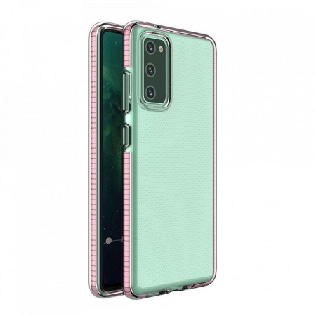 Прозрачен силиконов гръб с цветен кант Spring - Samsung Galaxy A72 светлорозов - Img 1