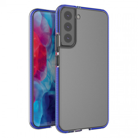 Прозрачен силиконов гръб с цветен кант Spring - Samsung Galaxy S22+ светлосин