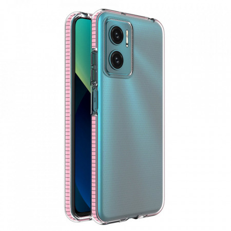 Прозрачен силиконов гръб с цветен кант Spring - Xiaomi Redmi Note 11E / Redmi 10 5G / 10 Prime Plus 5G / Poco M4 5G светлорозов