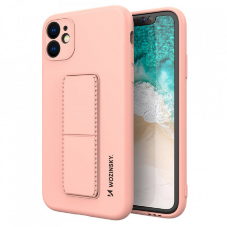 Силиконов гръб със стойка WOZINSKY Kickstand - iPhone 11 Pro Max розов