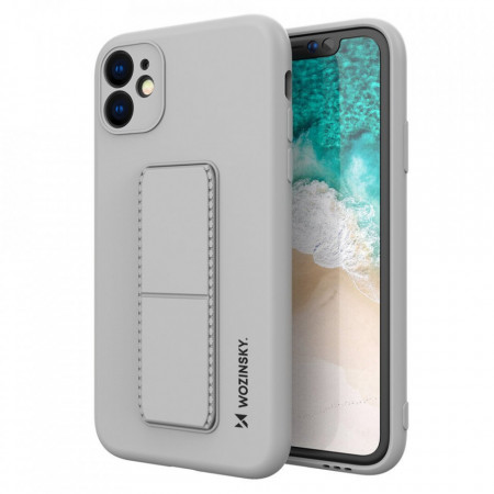 Силиконов гръб със стойка WOZINSKY Kickstand - iPhone 12 Pro Max сив