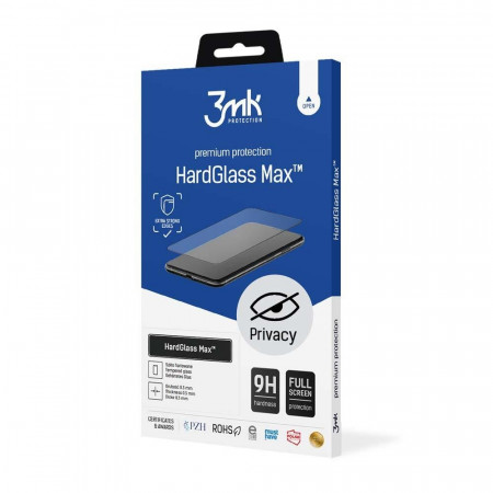 Стъклен протектор с пълно покритие и филтър за поверителност 3mk Hard Glass Max Privacy - iPhone 12 / 12 Pro с черна рамка