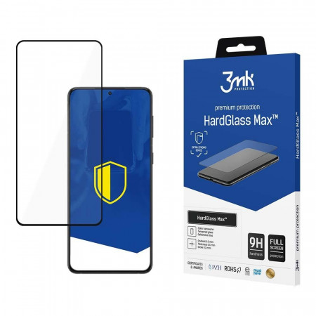 Стъклен протектор с пълно покритие 3mk Hard Glass Max - Samsung Galaxy S23+ с черна рамка