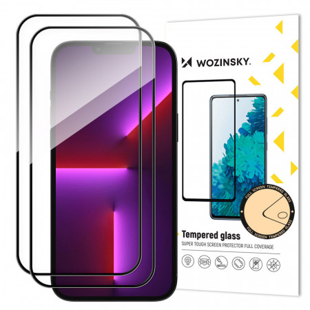 2 бр. закален стъклен протектор WOZINSKY съвместим с гръб - iPhone 15 Plus черен