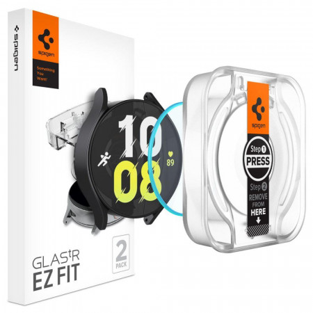 2 бр. стъклен протектор с инструмент за поставяне SPIGEN TR Ez Fit - Samsung Galaxy Watch6 44mm прозрачен