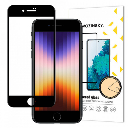 5D Full Glue закален стъклен протектор с пълно покритие WOZINSKY съвместим с гръб - iPhone 6 / 6s / 7 / 8 / SE (2nd gen) / SE (3rd gen) с черна рамка