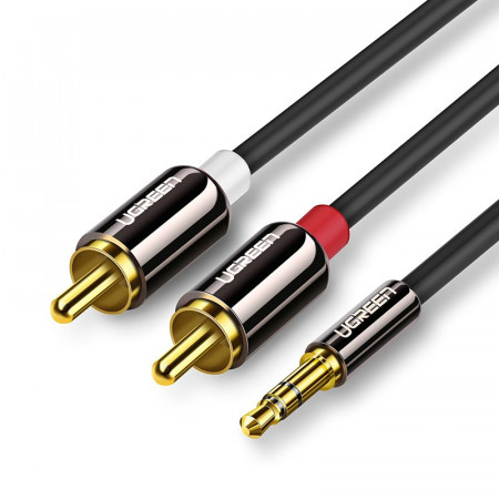 Аудио кабел UGREEN жак 3.5mm към 2х RCA (чинч) 3m черен (10590)